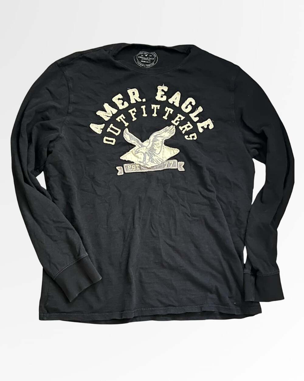 American Eagle Outfitters Graphic Long Sleeve T-Shirt Black Size XL